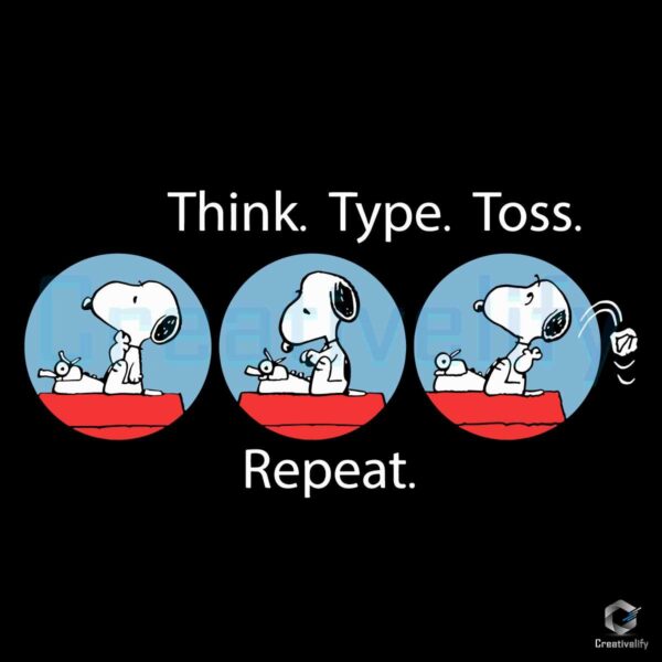 Snoopy Think Type Toss Repeat Peanuts SVG