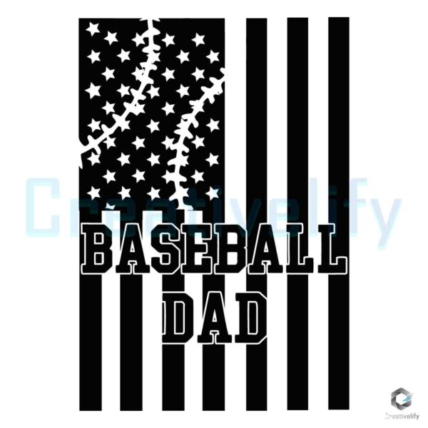 Baseball Dad Patriotic American Flag Svg