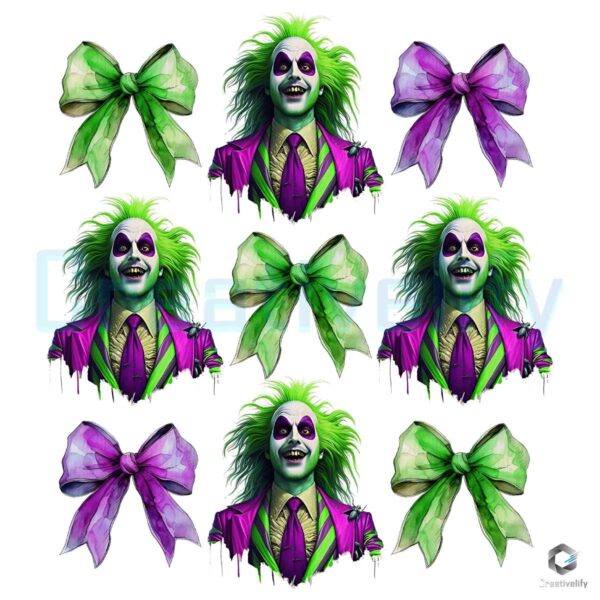 Green Beetle Halloween Movie Coquette Bow PNG