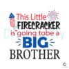 This Little Firecracker Is Going To Be A Big Brother Svg