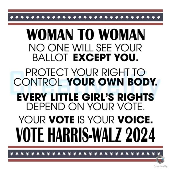 Vote Harris Walz 2024 Woman to Woman SVG