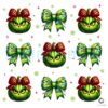 Christmas Grinch Coquette Bow Png