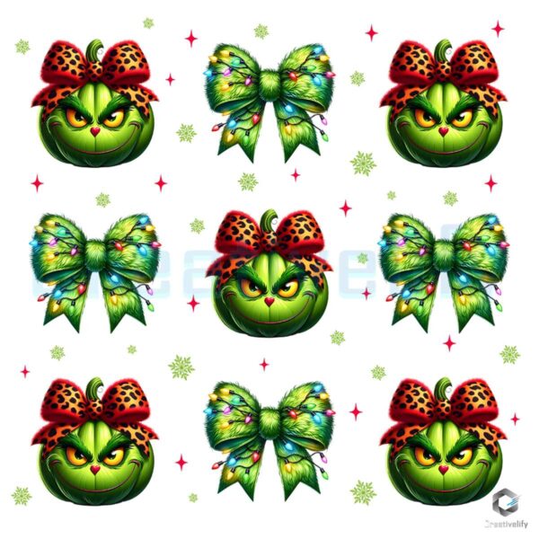 Christmas Grinch Coquette Bow Png