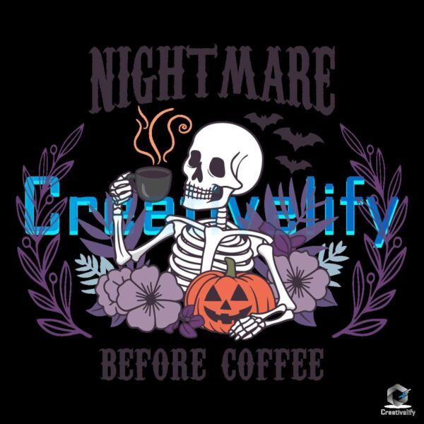 Skeleton Nightmare Before Halloween Coffee SVG