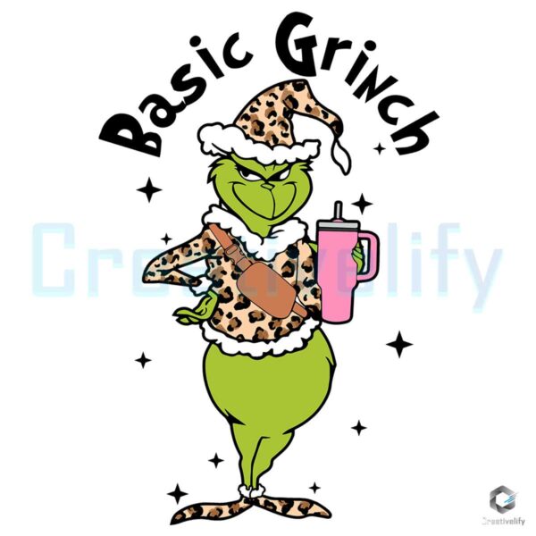 Basic Grinch Leopard Grinch Drinking Png