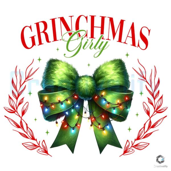 Grinchmas Girly Coquette Bow Png