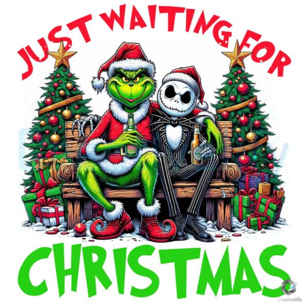 Skellington Grinch Just Waiting For Christmas Png