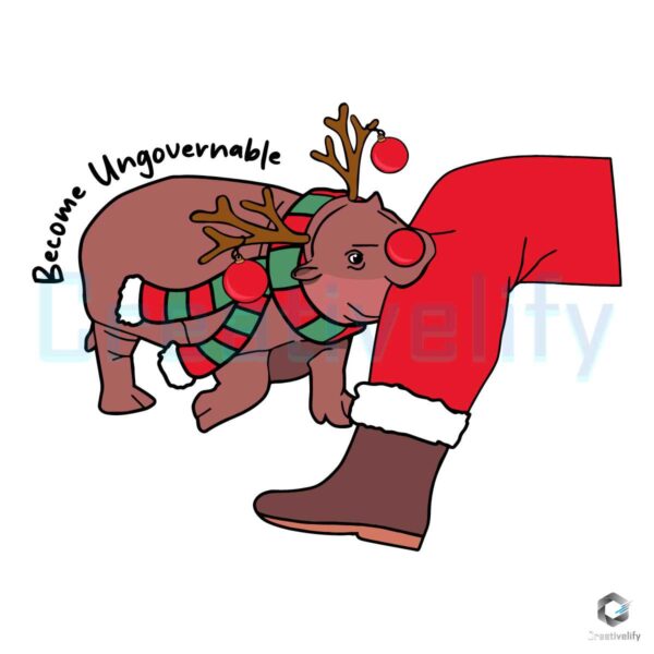 Become Ungovernable Christmas Moo Deng Bite Santa SVG