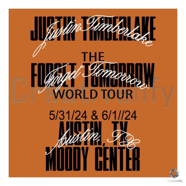 Justin Timberlake Austin Tour Event The Forget Tomorrow World Tour 2024 SVG