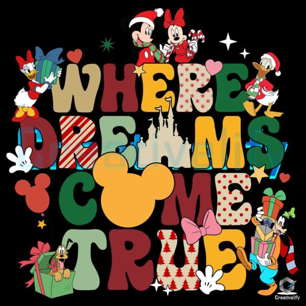 Where Dreams Come True Christmas Disney Characters Png