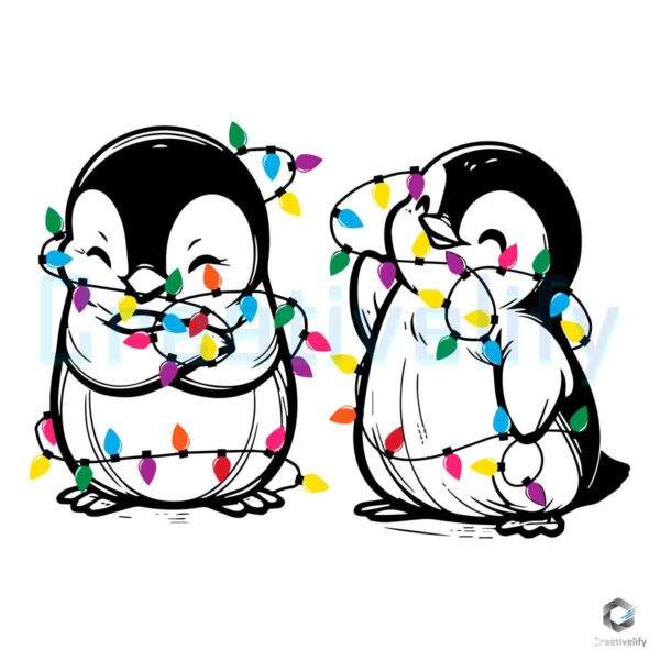 Christmas Couple Penguin Happy SVG