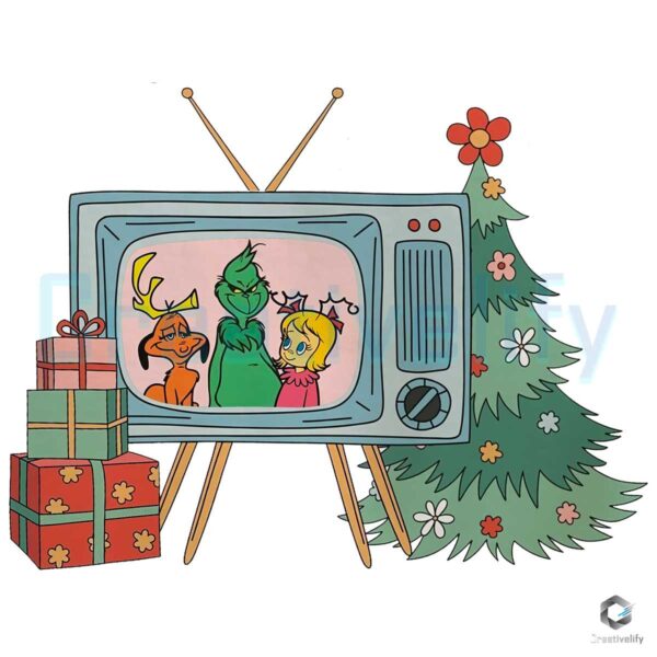 Grinch On TV Max Dog Cindy Lou Png