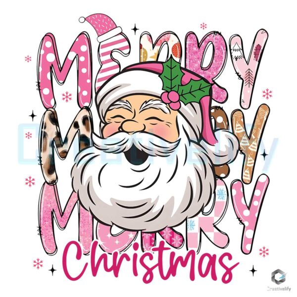 Pink Santa Merry Christmas Ho Ho Ho Santa Claus PNG