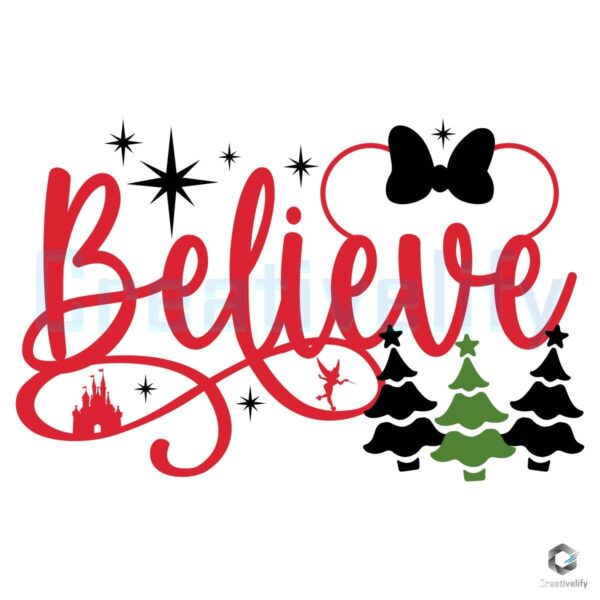 Believe Christmas Disney Minnie SVG