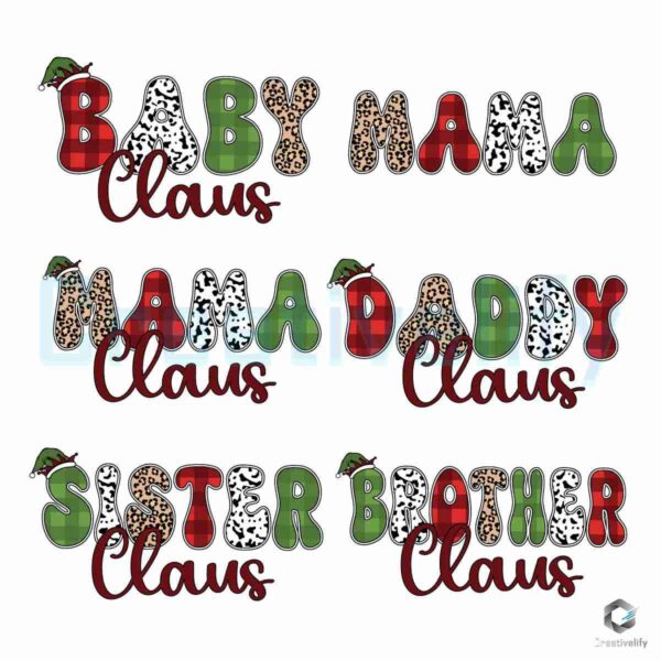 Bundle Family Claus Mama Daddy Baby Christmas PNG