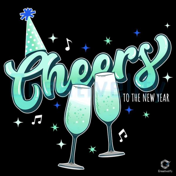 Cheers To The New Year Wine Glasses SVG