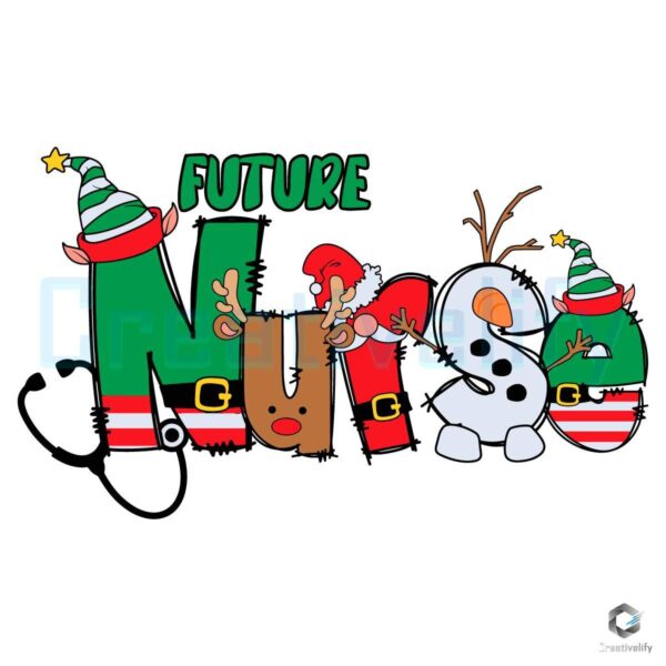 Christmas Elf Future Nurse Snowman SVG