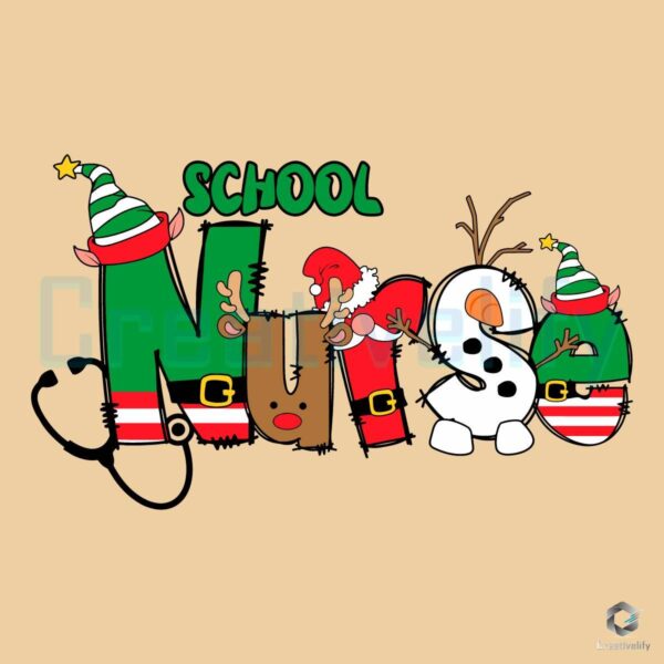 Christmas Elf School Nurse Snowman SVG