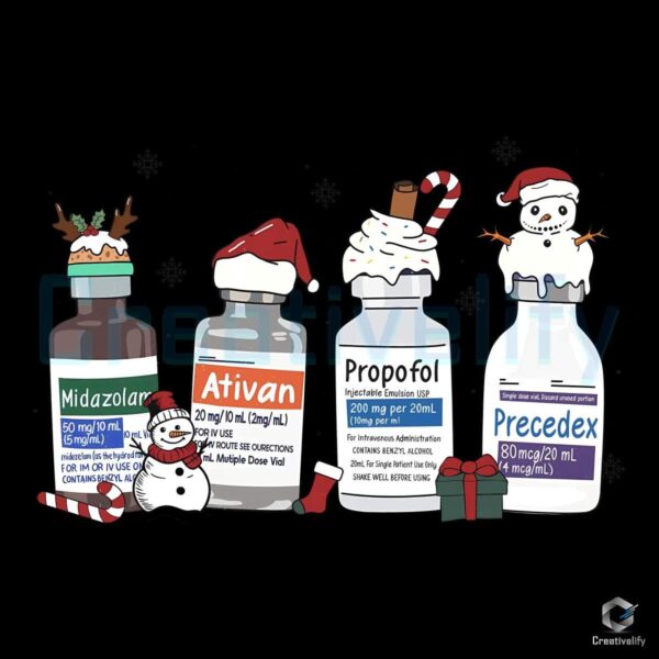 Christmas Nurse Santa Medicine Bottle PNG