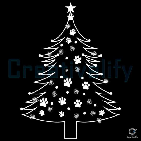 Christmas Tree with Dog Paws SVG