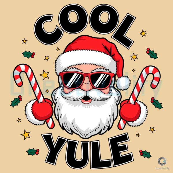 Cool Yule Christmas Santa Candy Cane SVG