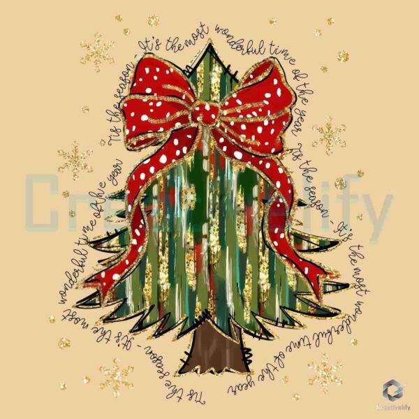 Coquette Glitter Christmas Tree The Most Wonderful Time PNG