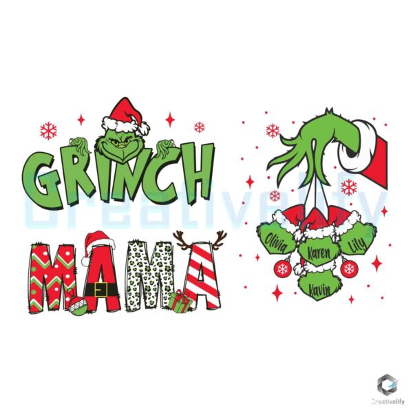 Grinch Mama Christmas Design Grinch Hand SVG