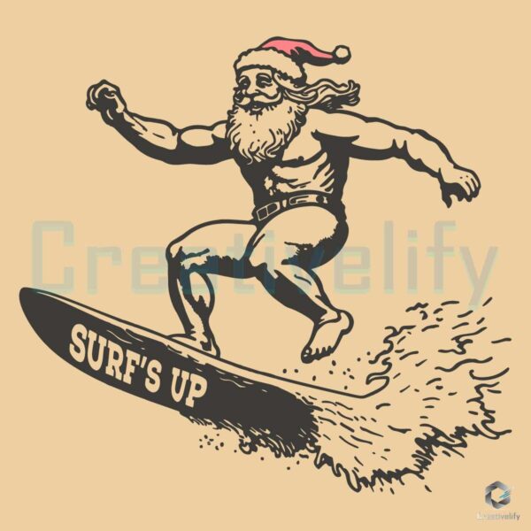 Funny Santa Surfs Up Christmas SVG