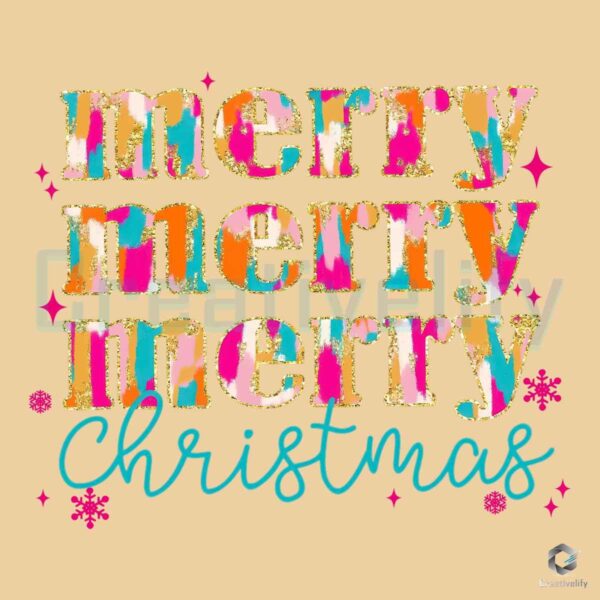 Glitter Brushstroke Merry Merry Christmas PNG