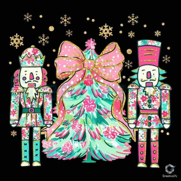 Glitter Coquette Christmas Tree Nutcracker PNG