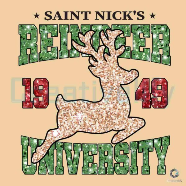 Glitter Saint Nick's Reindeer University 1949 PNG