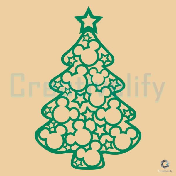 Green Mickey Heads Christmas Tree SVG