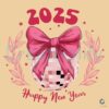 Happy New Year 2025 Disco Ball Coquette PNG