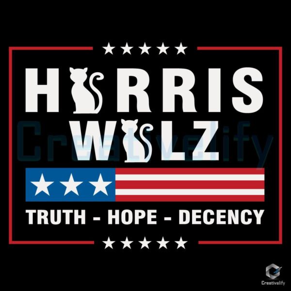 Harris Walz Truth Hope Decency Lady Cat SVG