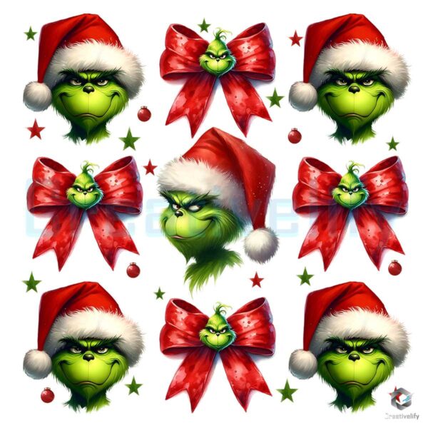 Grinch Coquette Bow Bundle Png