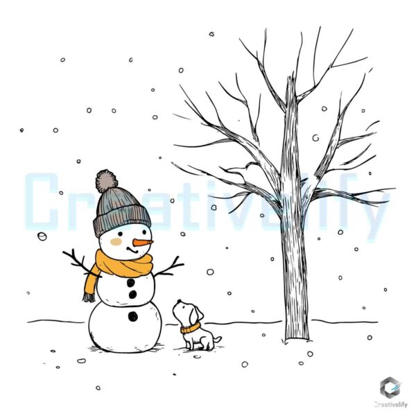 Cozy Christmas Snowman Dog SVG