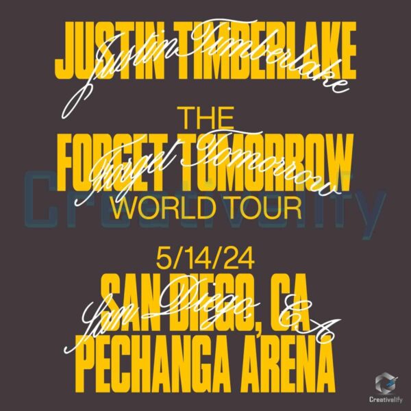 Justin Timberlake San Diego Tour Event The Forget Tomorrow World Tour 2024 SVG