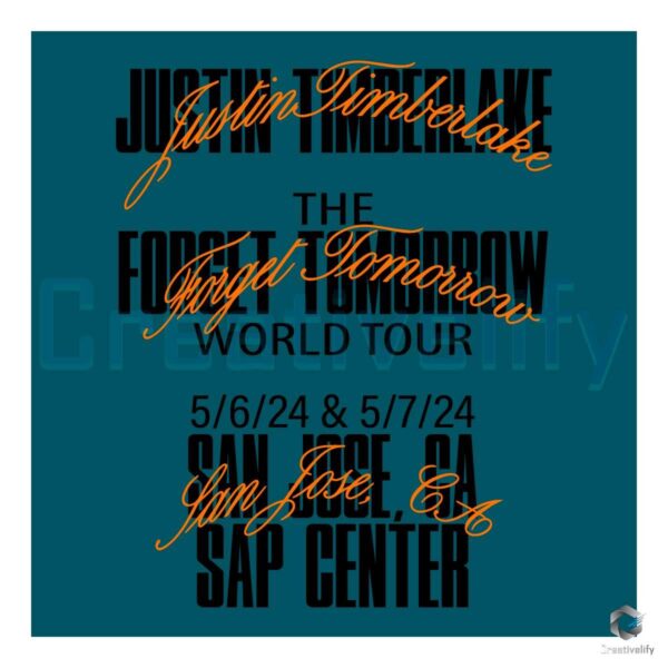 Justin Timberlake San Jose Tour Event The Forget Tomorrow World Tour 2024 SVG