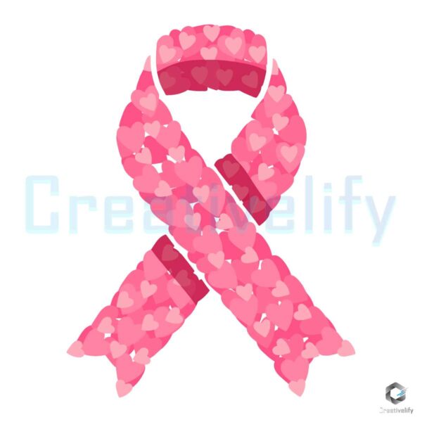 Pink Ribbon Heart October Breast Cancer Awareness SVG