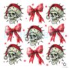 Santa Skellington Christmas Bow Bundle Png