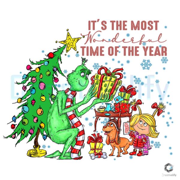 The Grinch Gift It's The Most Wonderful Time PNG