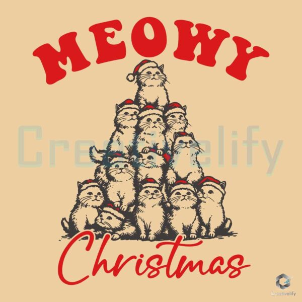 Meowy Christmas Cat Santa Hat SVG