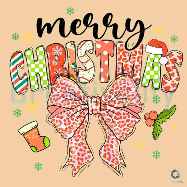 Merry Christmas Coquette Bow Girly Png