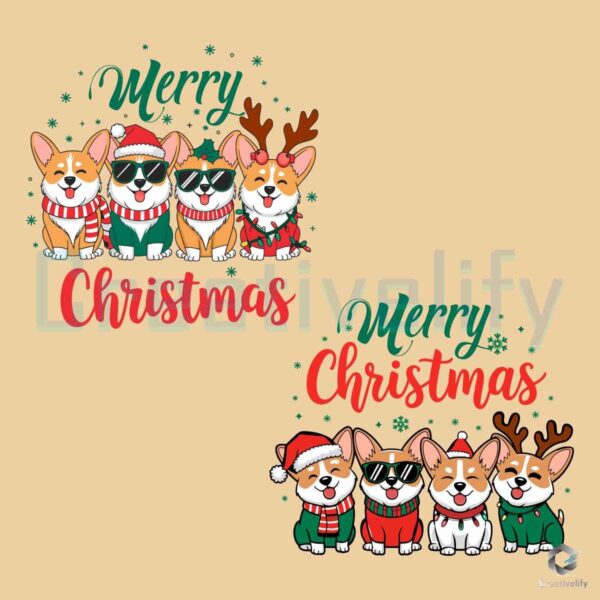 Merry Christmas Santa Corgis Couple SVG