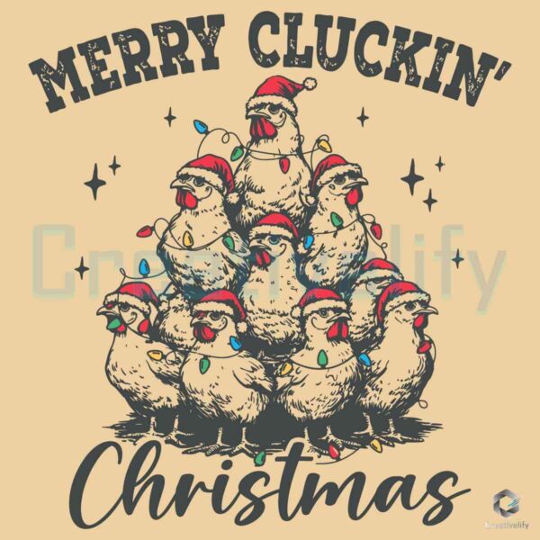 Merry Cluckin Christmas Funny Chicken Santa SVG