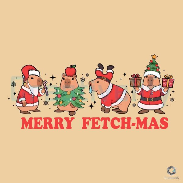 Merry Fetch Mas Santa Capybara PNG