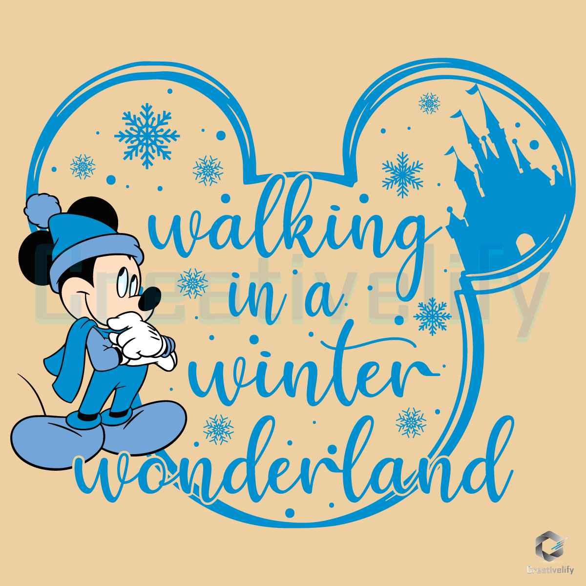 Mickey Walking In A Winter Wonderland SVG