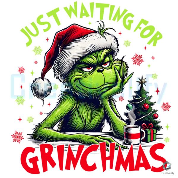 Drinking Coffee Just Waiting For Grinchmas Grinch Png