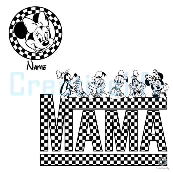 Personalized Checkerboard Mickey Friends Disney Mama SVG