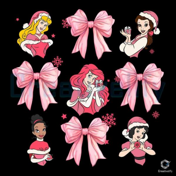 Pink Christmas Disney Princess Coquette Bow SVG